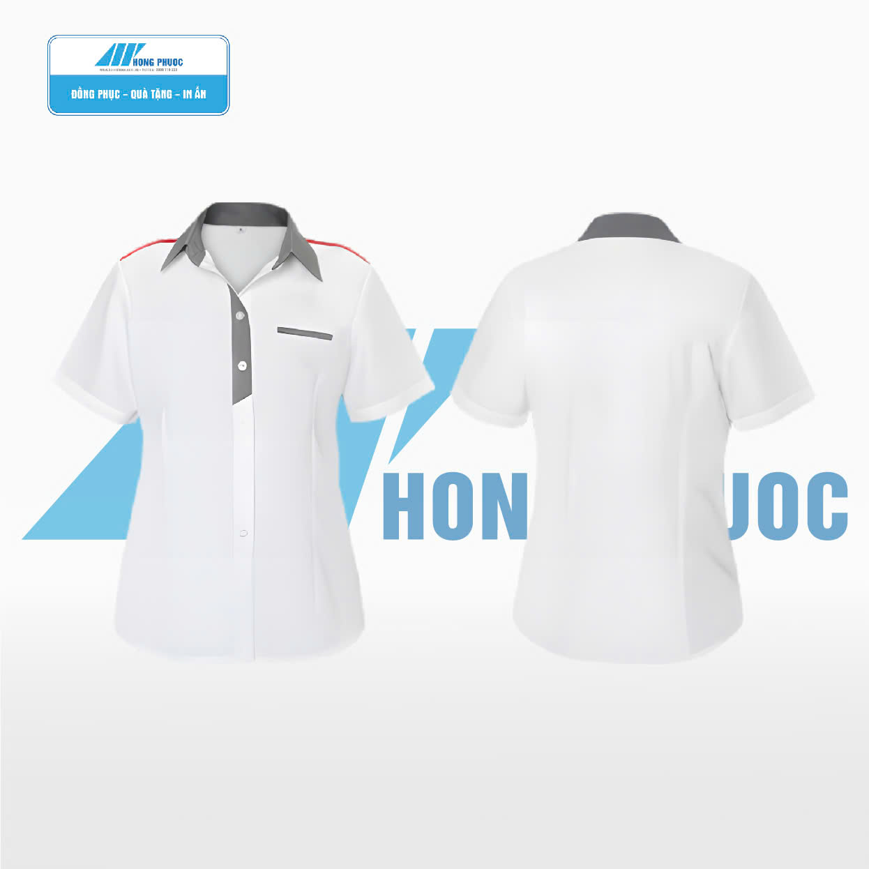 Áo sơ mi nữ bán hàng ngắn tay Honda mới 2024